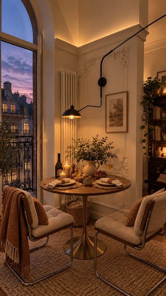A dining nook redesigned by Loftling in the Cozy style