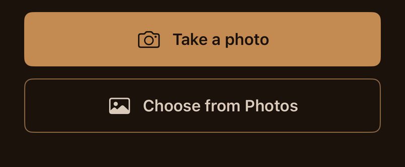 The Loftling app: Take a photo, or Choose from Photos