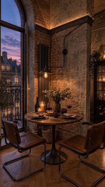 A dining nook redesigned by Loftling in the Industrial style