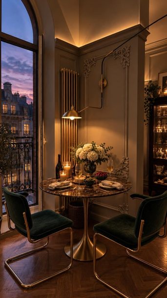 A dining nook redesigned by Loftling in the Luxury style