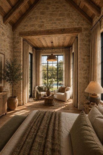 A bedroom redesigned by Loftling in the Rustic style