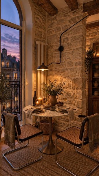 A dining nook redesigned by Loftling in the Rustic style
