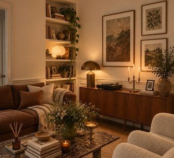 A living room redesigned by Loftling in the Cozy style